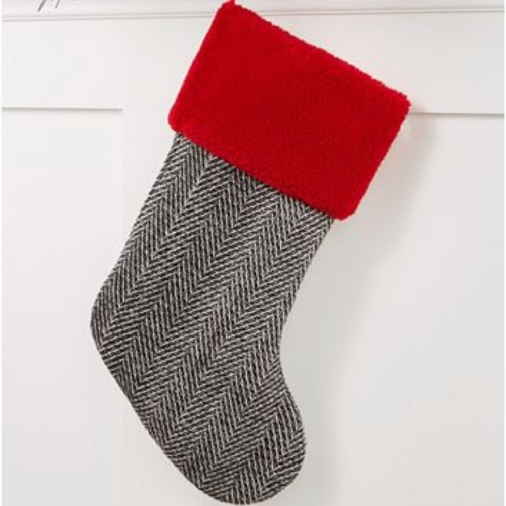 MACY'S HOLIDAY Red Herringbone Christmas Stocking